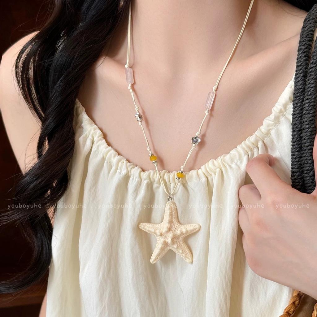 Women's Seaside Vacation Style Collarbone Starfish Necklace