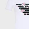 Emporio Armani FW23 Brand Logo Eagle Floral Print Crew Neck Short Sleeve T-Shirt Women t-shirts White 6R2T7N-2J07Z-0100