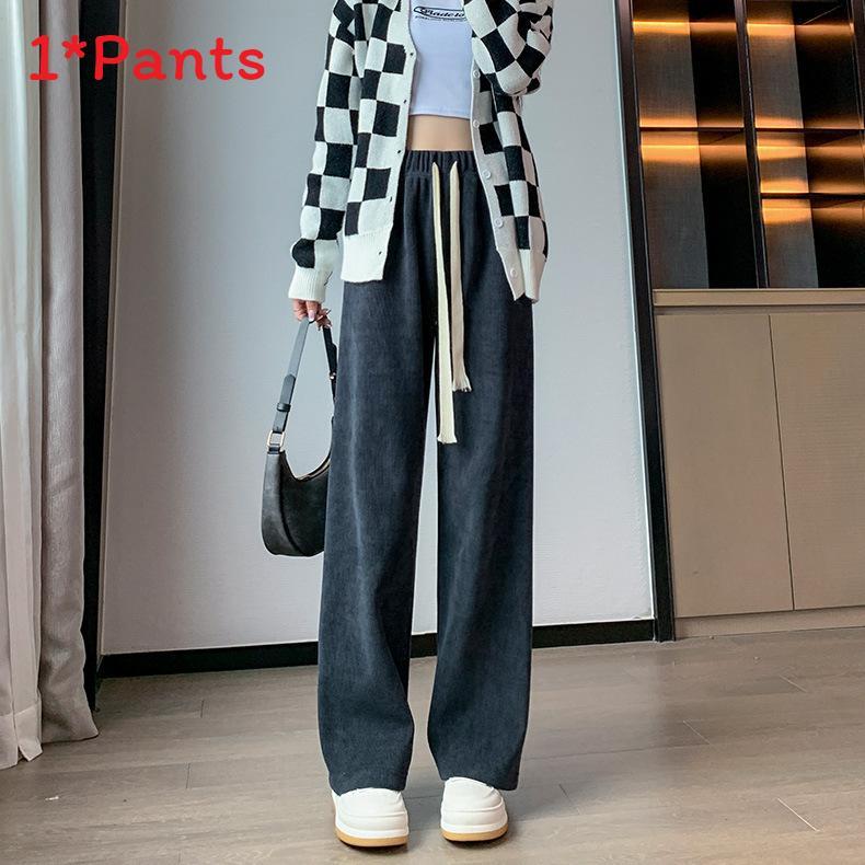 Cotton Corduroy Wideleg Pants For Women Autumn Winter With High Waist And Loose Fit