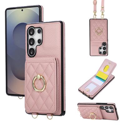 Crossbody Ring Holder Cards Solt Wallet Leather Phone Case For Samsung S26 Ultra S25 Plus S24 S23 A16 A17 A07 Long Lanyard Cover