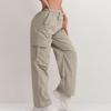 Women's Solid Color High-waisted Quick-drying Pants With Drawstring Casual Wide-leg Sports Cargo Pants