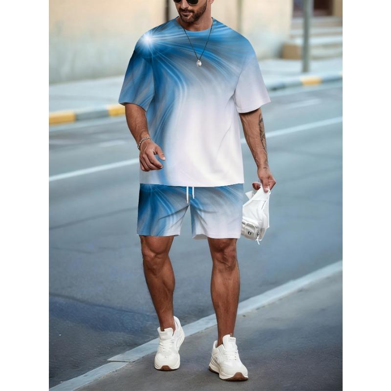 Men s Short Sleeve Shorts Two-Piece Set 2XL