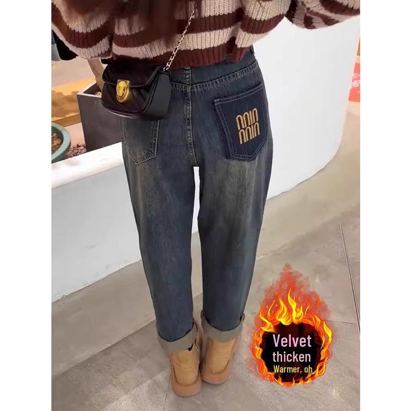 

Women s High Waist Pear-Shape Slimming Embroidered Velvet Jeans S