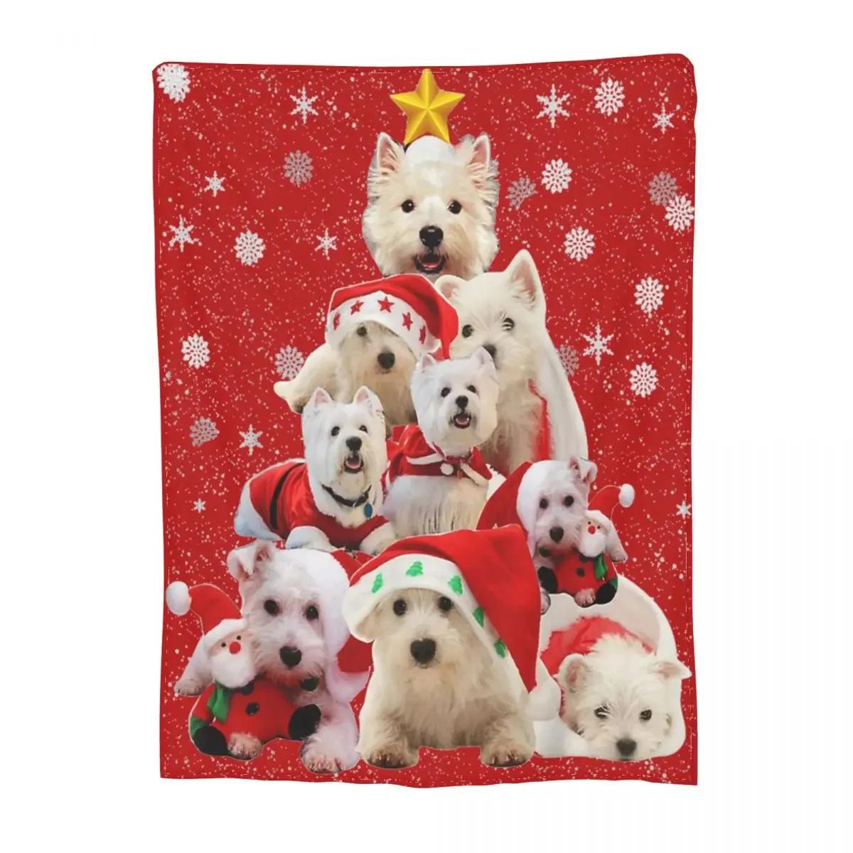 

Westie Christmas Tree Dog Merch Blankets Flannel Home West Highland Terrier Dog Throw Blanket Cozy Soft for Bedroom Bedspread 75x100cm (30x40inch)