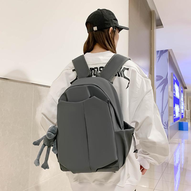 Schoolbag New Solid Color Simple Large Capacity Student Junior High School Primary School Backpack Lightweight Trendy Cool Men's and Women's