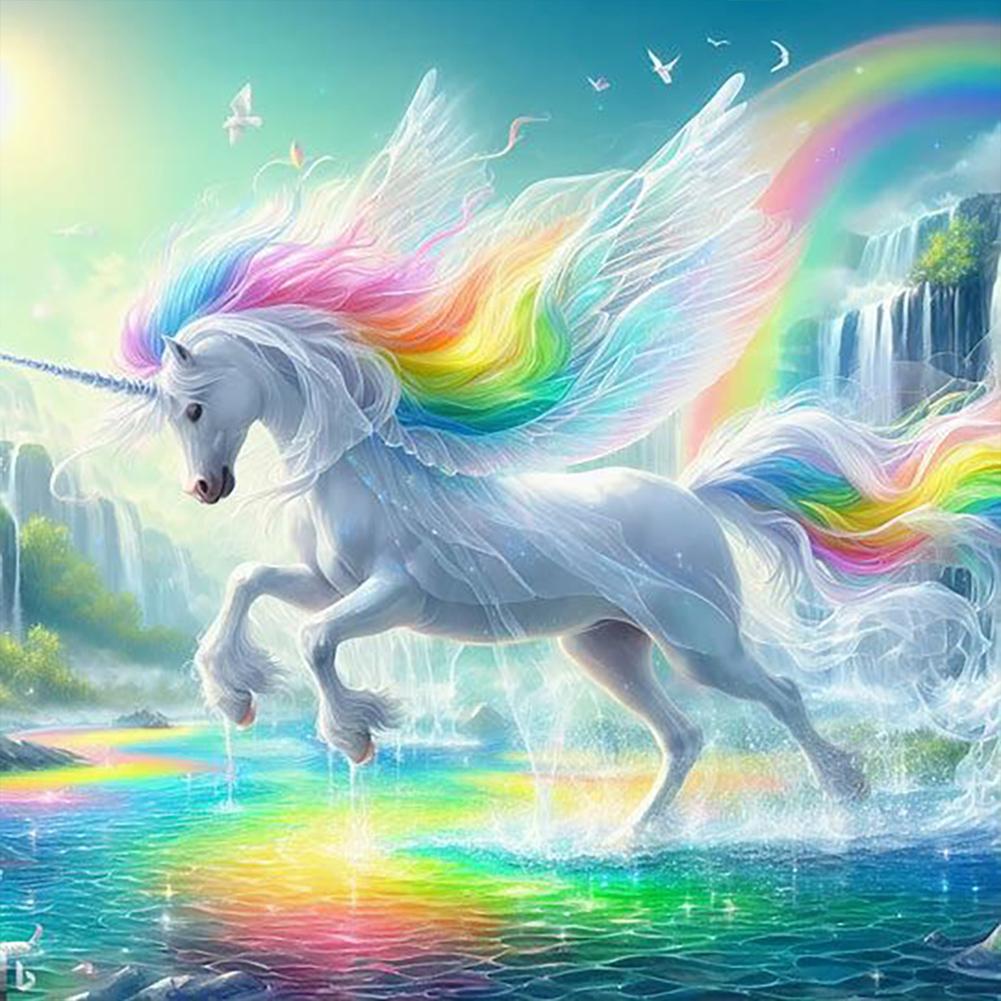 5D DIY Full Round Drill Diamond Painting Garden Unicorn Home Decoration Art