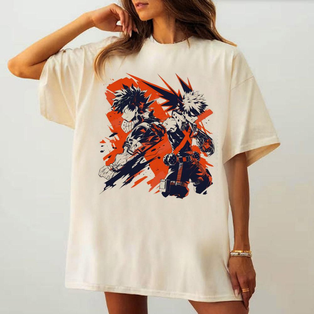 My Hero Academia shirt female Pop Culture Vintage Breathable University Classic t shirt Colorful Vintage University Grunge S