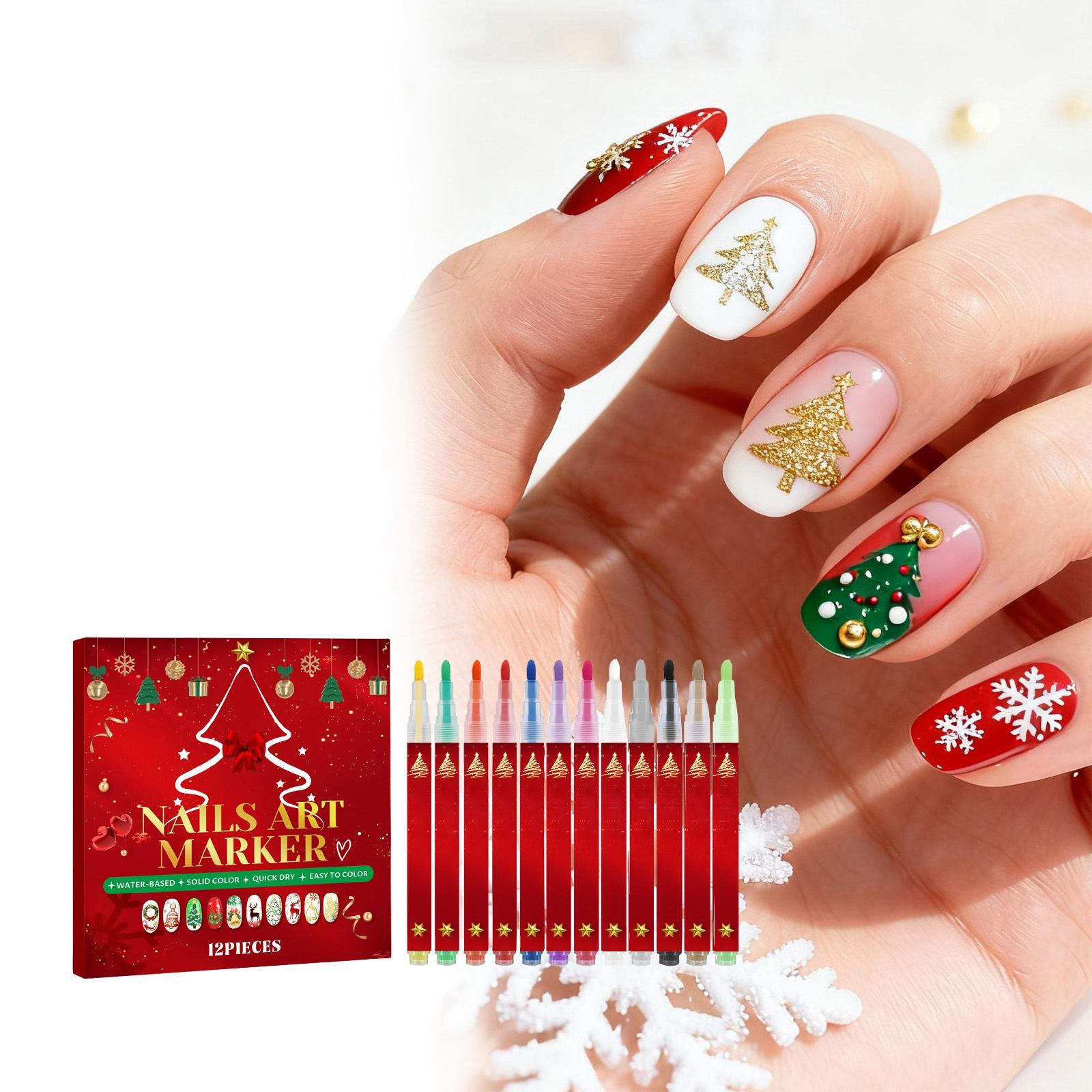 

Nail Pen Set,12-color Nail Marking Gel Nails, Nail Polishing Pen Quick-drying, DIY Nail Pen,12ml One Size