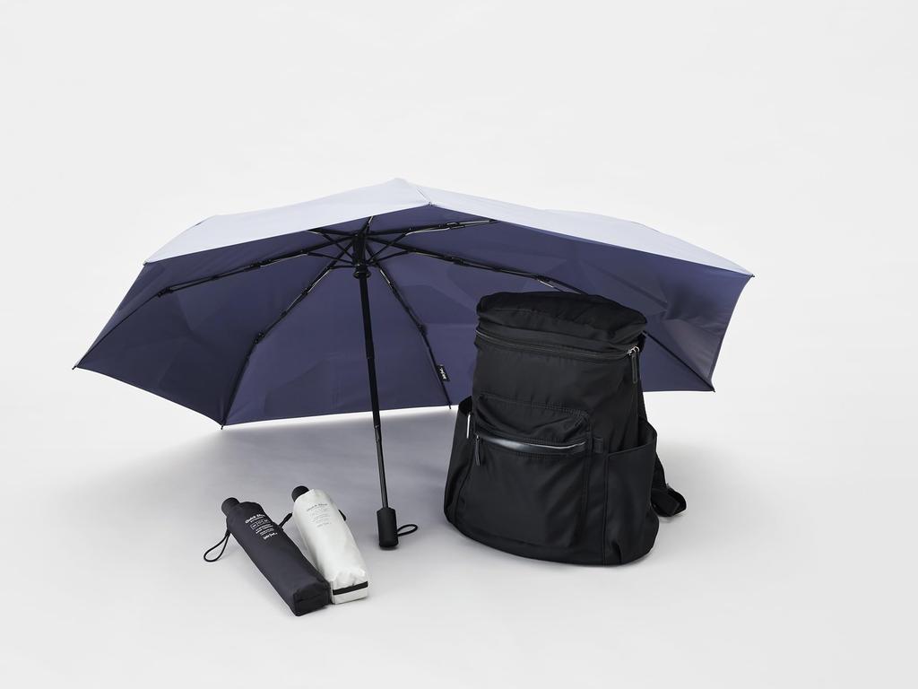 Waterfront Folding 55cm X 72cm LESS IS MORE Shut Extension Shape Memory Automatic Water Level 4 UV Umbrella, Black, (21.5") (28.7"), Series, "Quick