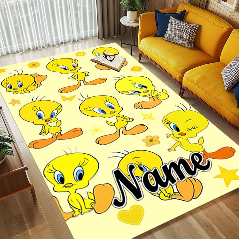 Custom Name Tweety Bird Living Room Non-Slip Area Rug Soft Carpet for Bedroom Kids Playroom Sofa Office Home Decor Doormat