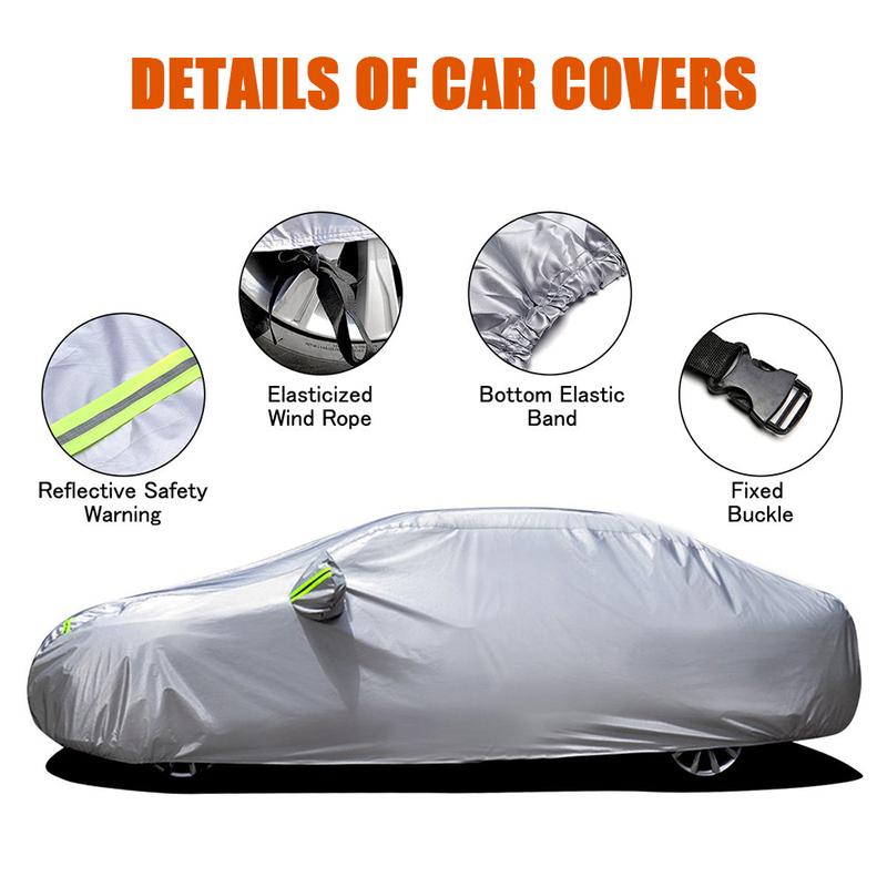 Copriauto Completo con Striscia Riflettente Antipolvere Protezione Solare Resistente ai Graffi UV per 4X4/SUV Auto Aziendale