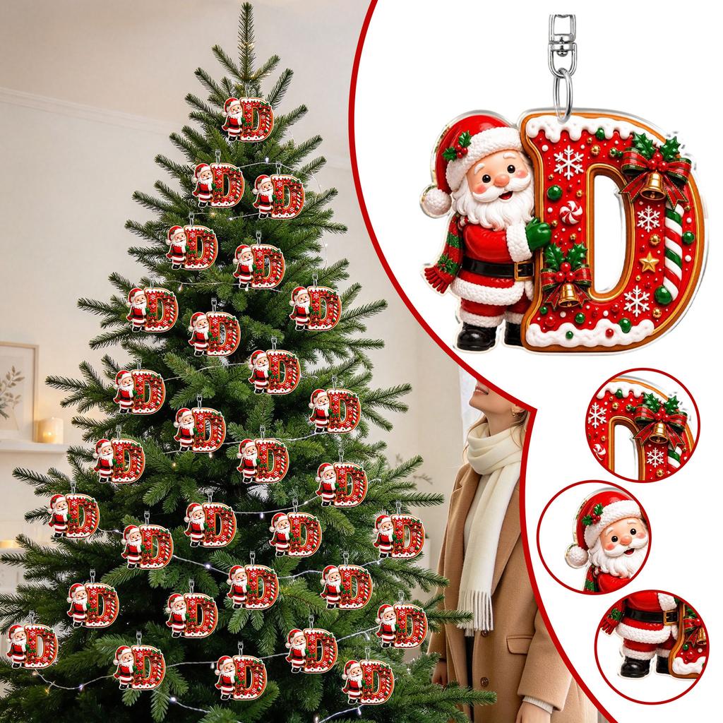26 Letter Christmas Ornaments Set, 2D Hanging Decorations, 0.33 Thick