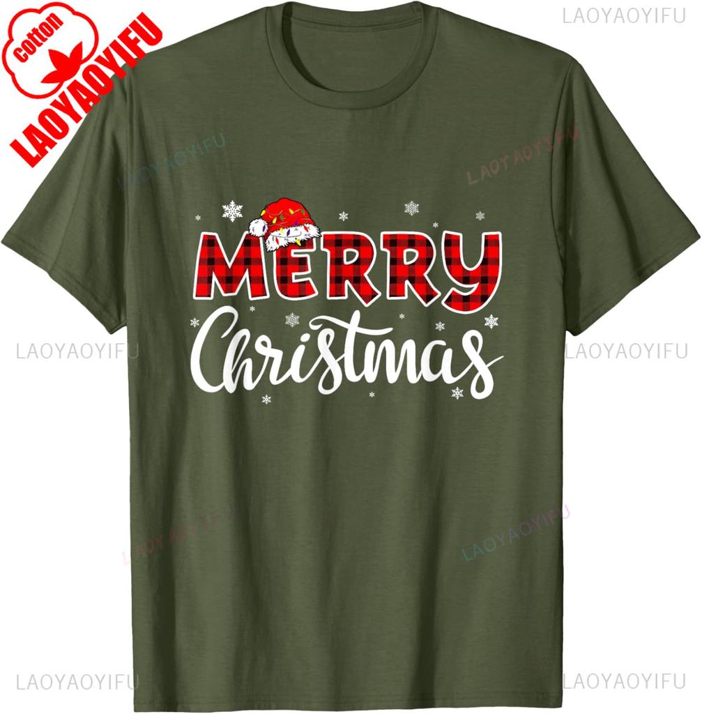 Merry Christmas Funny Christmas Hat Pair Letters Simple Design Philosophy Printed Tshirt Tops Adult Streetwear Unisex Clothes