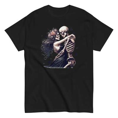 Halloween Skeleton Unisex And Woman Standing T Shirt Spooky Couple Skeletons Gothic