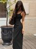 New Women's Elegant Solid Cami Maxi Dress Spaghetti Strap Bodycon Slip Dress Slim Fit Sleeveless Backless Dress for Office Brunch Daily Dates Wear