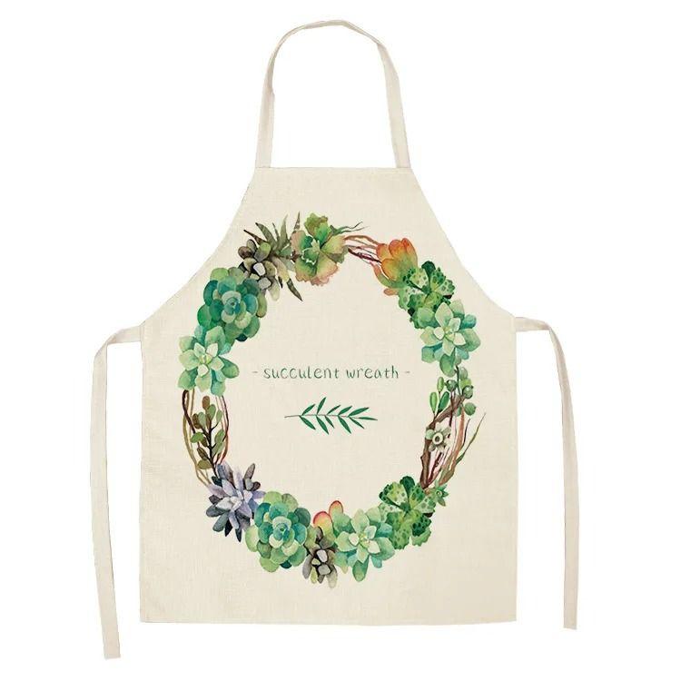 Cactus Plant Pattern Apron Adult Sleeveless Kitchen Cleaning Home Chef Baking Waist Bib