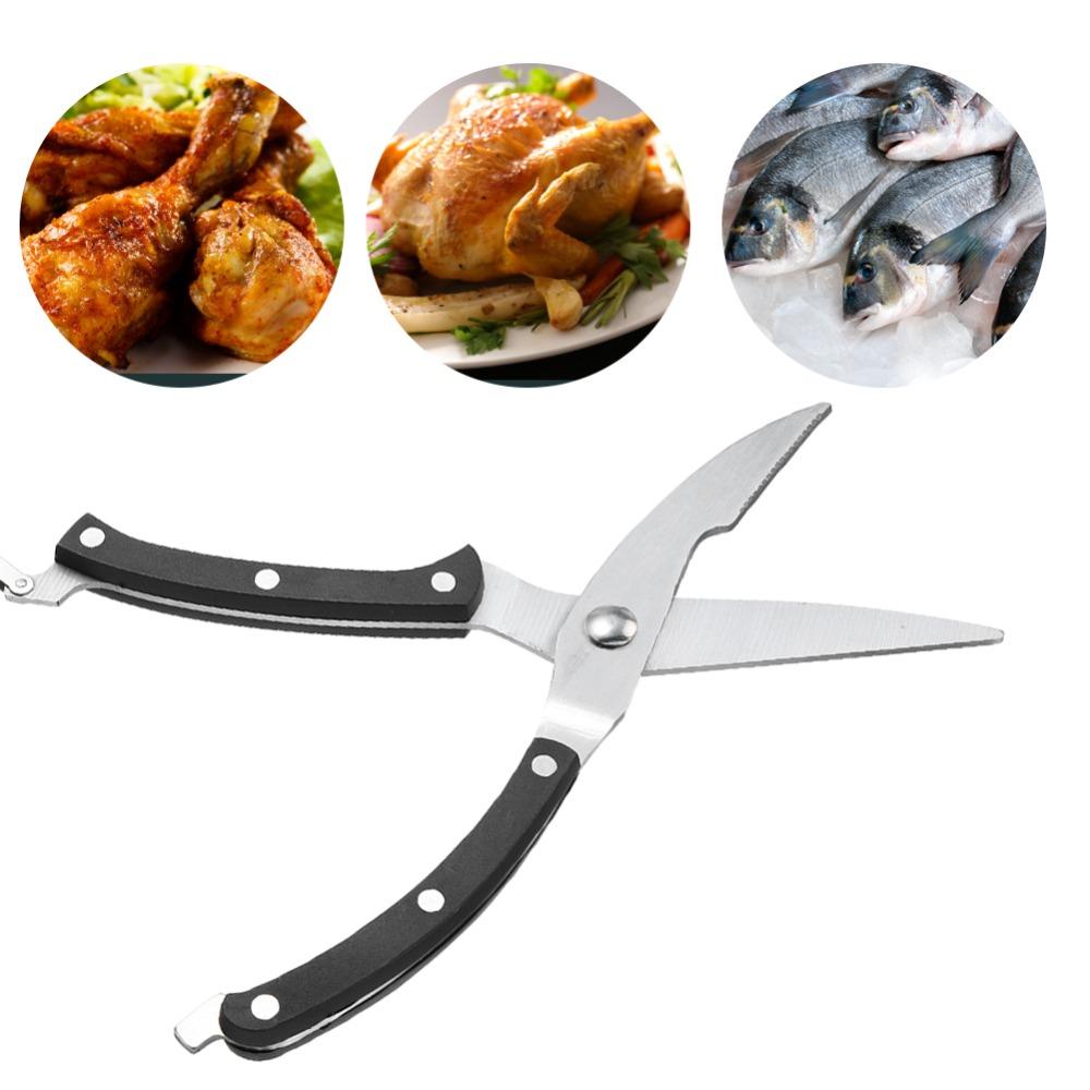 Stainless Steel Plastic Kitchen Scissors Non-Slip Handle Kitchen Shears Poultry Fish Chicken Meat