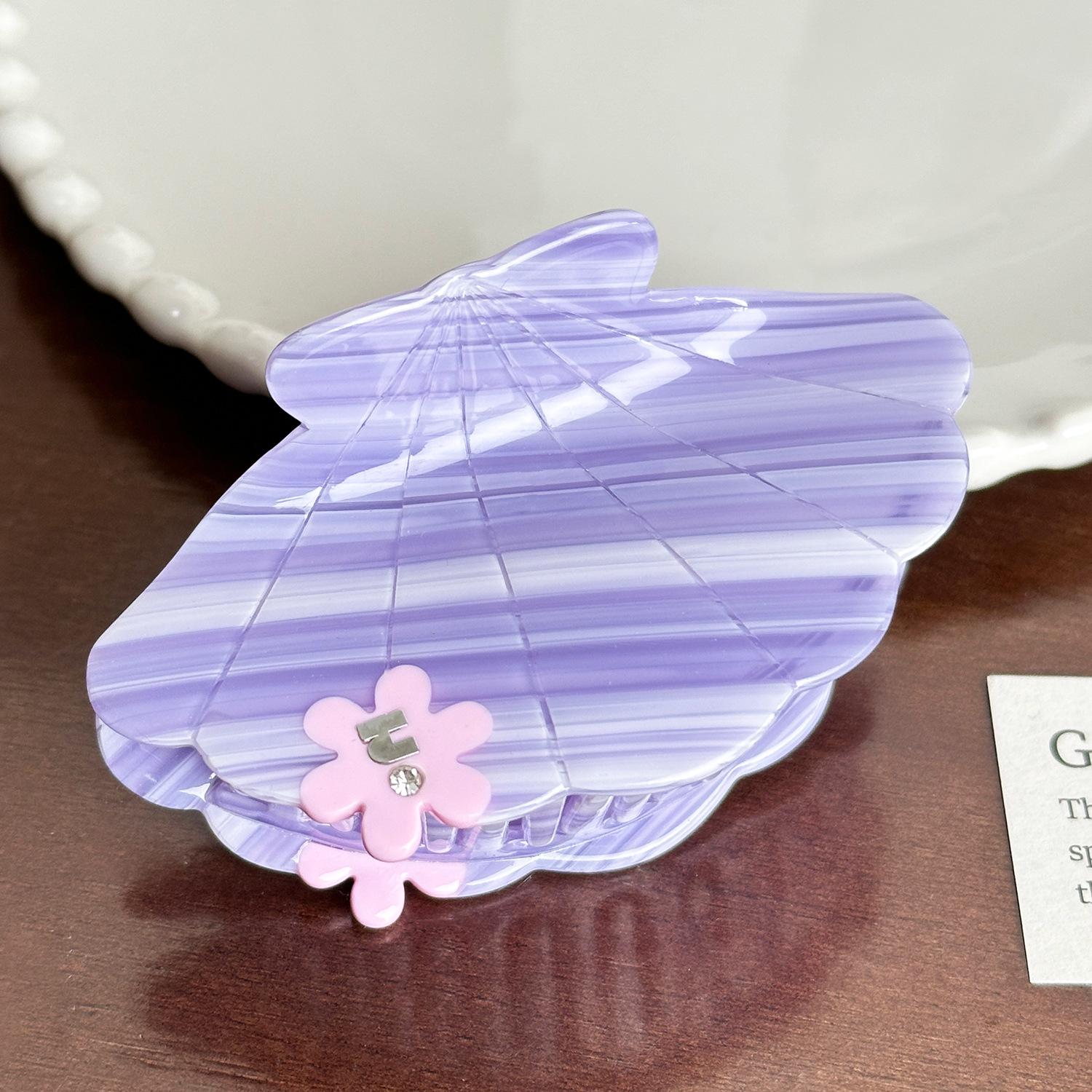 

Ацетатний кліп-краб для волосся, що привертає увагу, з яскравими кольорами та елегантними квітковими деталями з кристалів Purple9cm