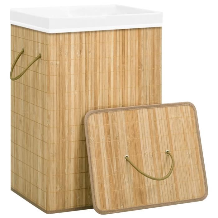 VidaXL Laundry Basket with 2 Sections Bamboo 72 L 320739
