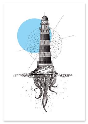 Octopus Lighthouse Poster