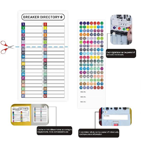 16 Sheets Breaker Panel Labels Electrical Box Sticker Numbers Breaker Panel Labels Electrical Sticker Number Catalog Load Center Adhesive Waterproof