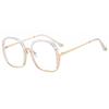 Personalized Round Large Frame Flat Mirror, Metal Anti-Blue Frame Glasses