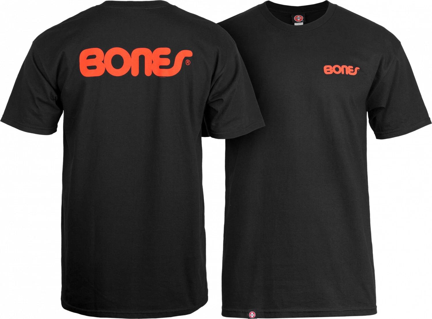 Powell Peralta BONES SWISS TEXT LOGO Skateboard T Shirt BLACK L