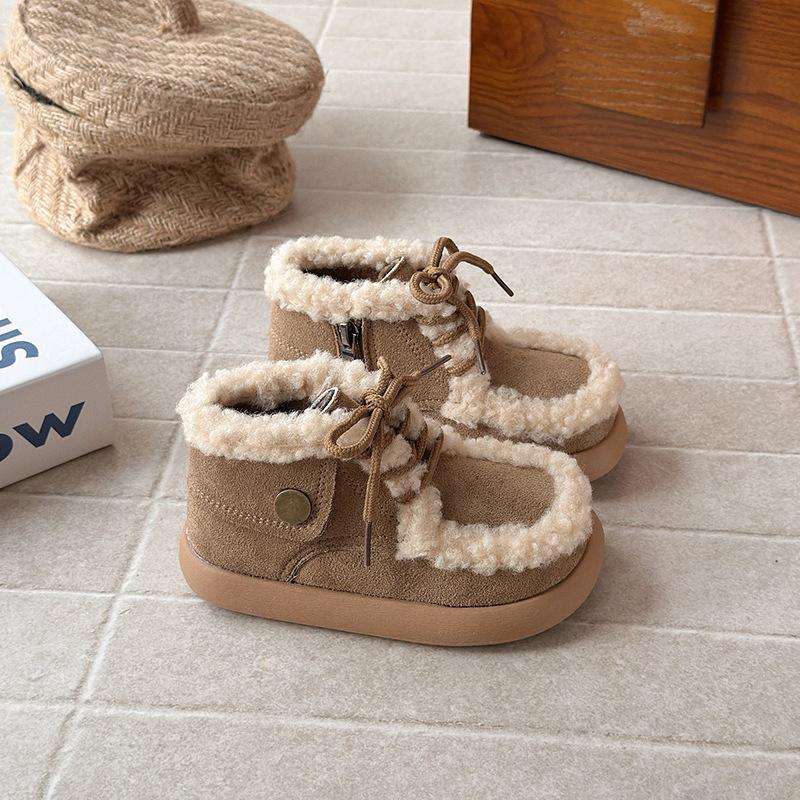 Children's boots baby cute two cotton boots winter new girls Birkenstock boots warm boys velvet short boots