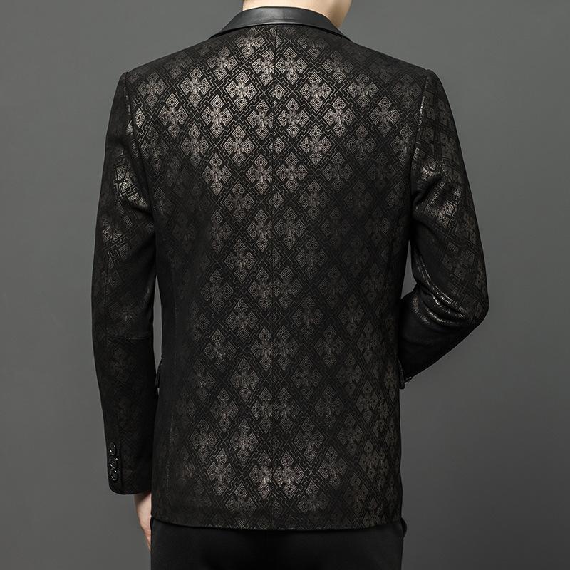 Spring and Autumn Genuine Leather Jackets Men's Sheepskin Printed Suits Business Casual Men's Jackets Middle-aged Jackets