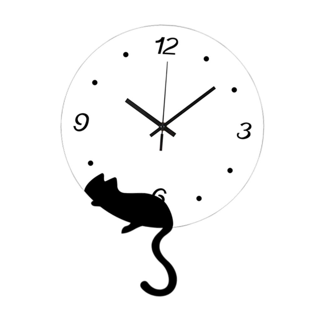 Cat Wall Clock Ornament Cute Simple Gift Mute Unique Fashion Elegant Stylish
