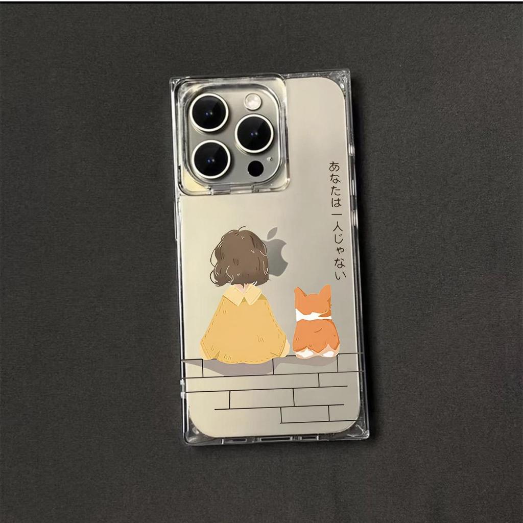 Square Back Tube Protection Clear Case For iPhone 14 Pro Max 16 ProMax 13 15 Plus 11 12 Anti-Oxygen,The Backs Of Humans And Animals Pattern Casing