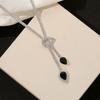 Personalized Geometric Water Drop Earrings Women'S Light Luxury High-End Cold Wind Diamond Collarbone Chain Jewelry Set