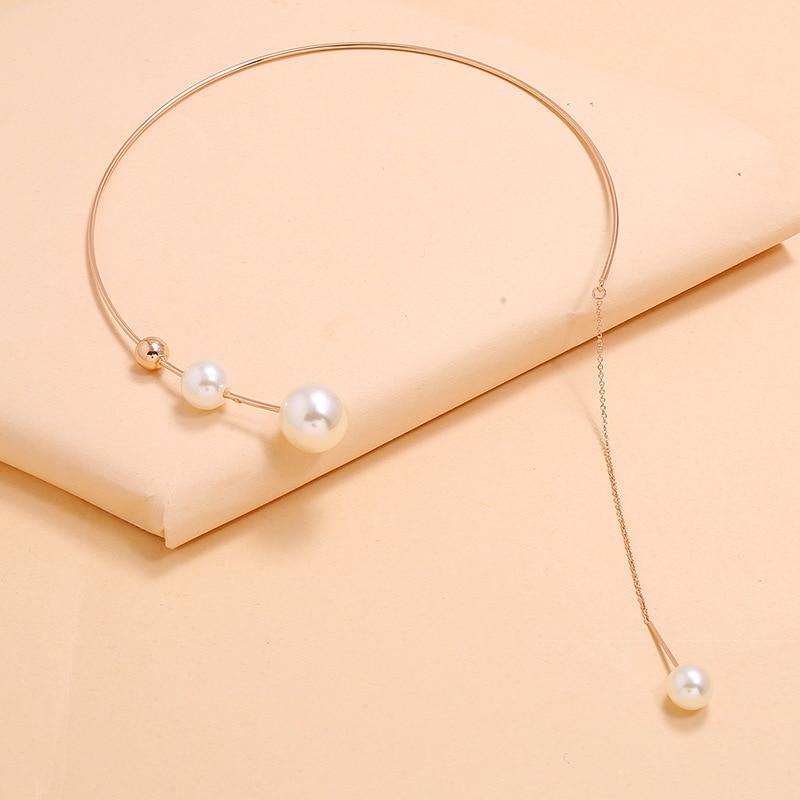 Elegant Big White Imitation Pearl Choker Necklace Clavicle Chain Fashion Necklace For Women Wedding Jewelry Collar  New