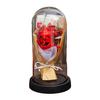LED Clear Dome Pumpkin Night Light Halloween Light-up Pumpkin In Cloche with Artificial Flower for Home Kitchen Mantel Party Decor