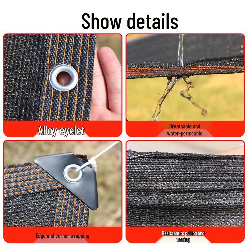Black Sunshade Net: Thickened, Perforated, Heat Insulation & Sun Protection for Plants and Breeding