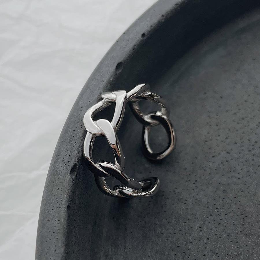 Women's Geometric Twisted Open Adjustable Chain Ring - Cold Style, Versatile Index Finger Ring