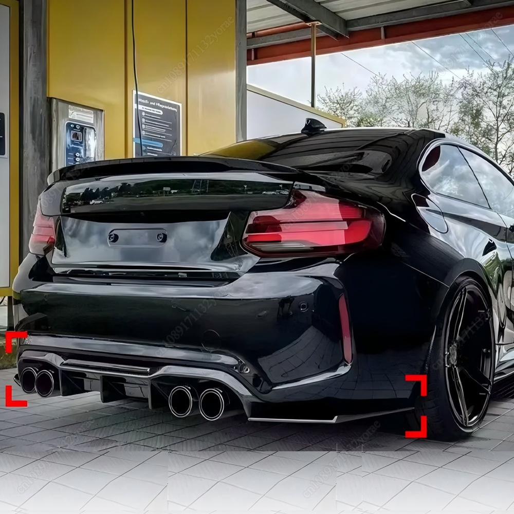 For BMW 2 Series F87 M2 M2C Coupe Competition 2016-2022 Car Rear Bumper Splitter Lip Diffuser V Style ABS Black Bodykits Tuning