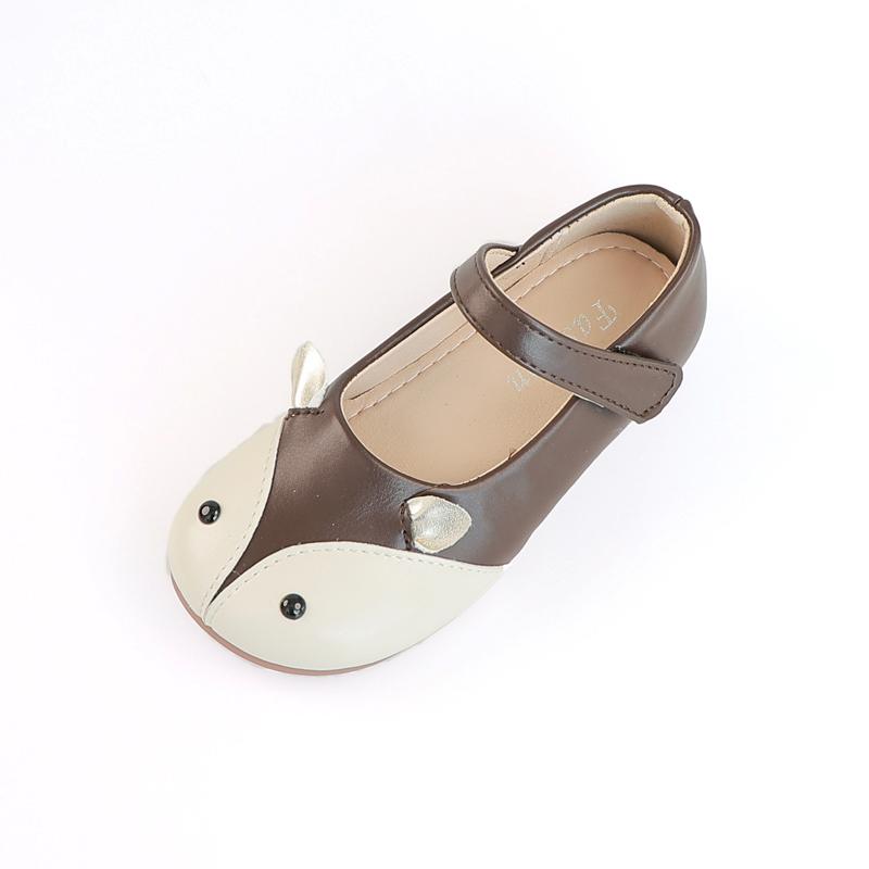 

Повседневная обувь для девочек Простые детские модные кожаные туфли с рисунком лисы на платформе Простые детские универсальные мокасины с липучками 23 чёрный