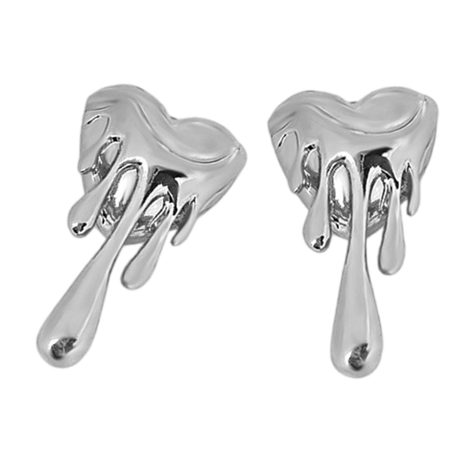 

Винтажные серьги «Сердце тает» Художественные серьги в форме сердца Аксессуар для женщин, которые любят выразительный стиль серебряный