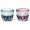 J-kitchens Mizukage Kiriko Pair Glass Cup, Cold Sake Cup, Diameter 60xH50mm, 70cc, Obishibori, Ink B