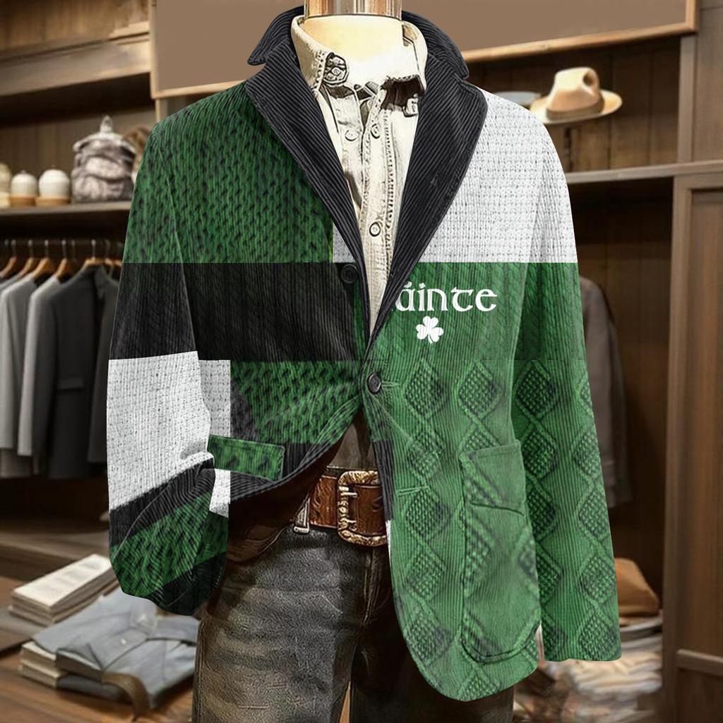 Herren Druck Kord Warm Taschen Anzugjacke Cardigan Herren Freizeitanzug