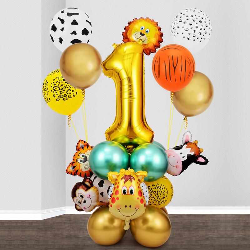 Forest Animal Party Set Balloon Digital Combination Aluminum Mold Balloon Column Birthday Decoration