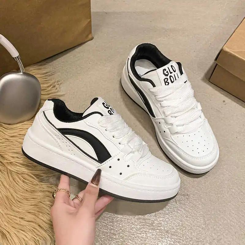 Fashion Thick Sole Demi-season Elderly Sneakers Skateboarding Shoes Size 33 Small Woman Gray Woman Boots Sports Novelties Model