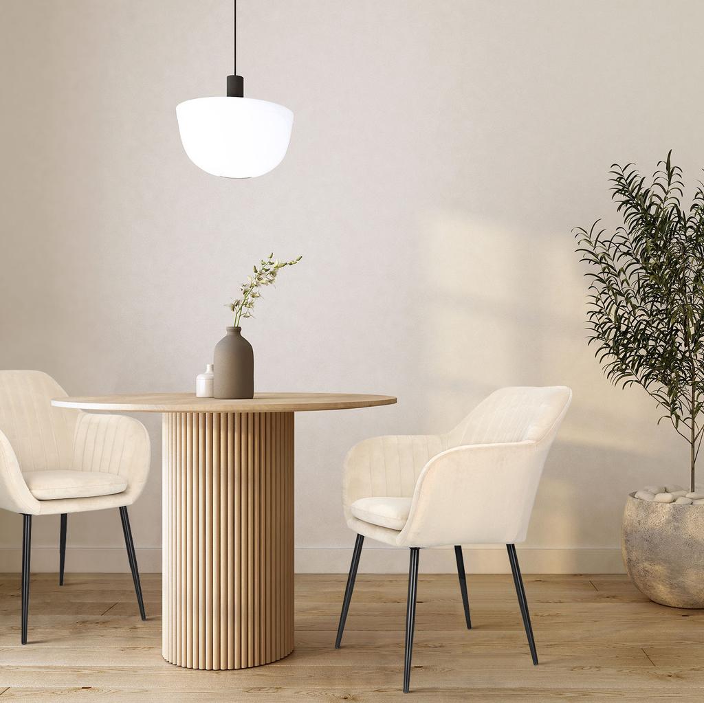 Emilia Velvet cream upholstered chair with armrests