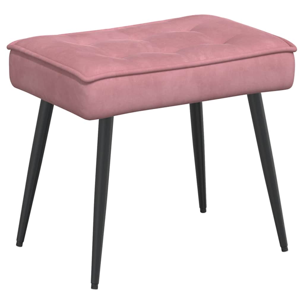 Pink Velvet Relaxation Armchair with Footstool