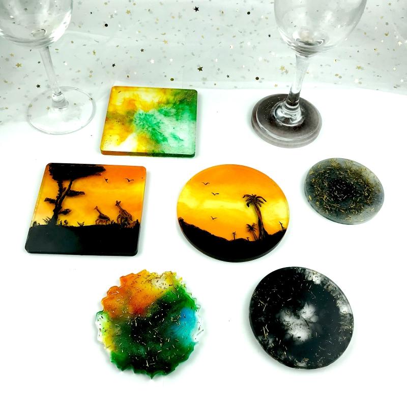 Resin Coaster Mold 5Pcs Silicone Moulds for Resin Casting,Agate Coaster Epoxy Molds Epoxy Resin Casting Mould Home Decor