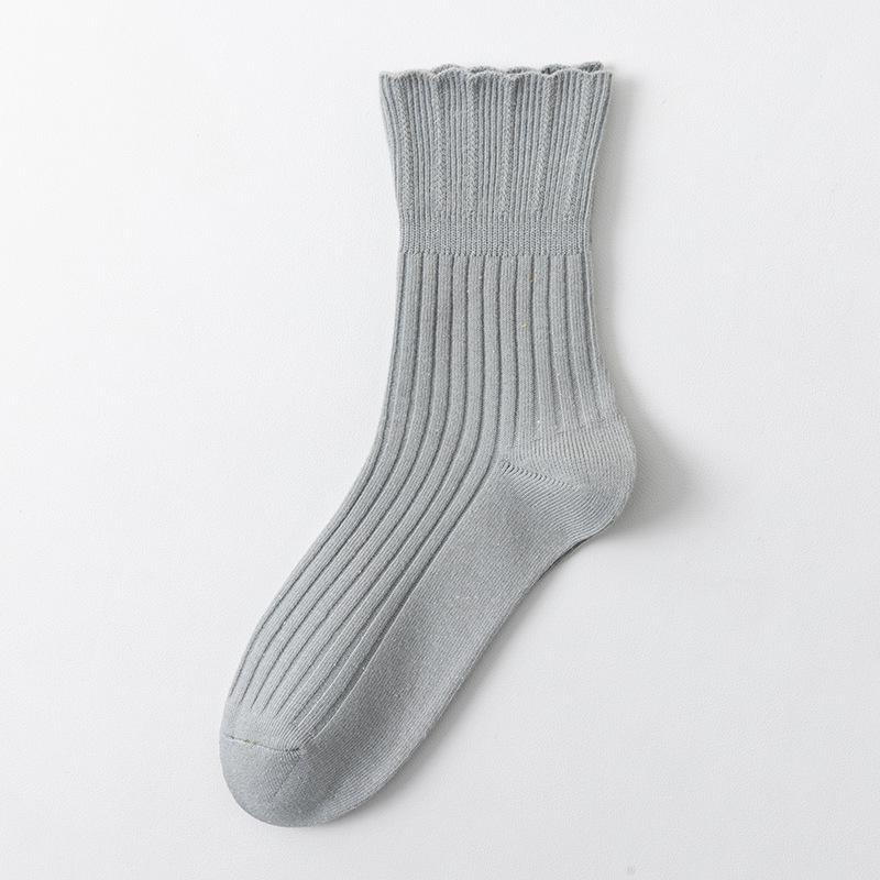 Japanese-Style Lace Trim Maternity Socks - Loose Cuffs, Non-Constricting, Cotton Comfort for Postpartum & Pregnancy.