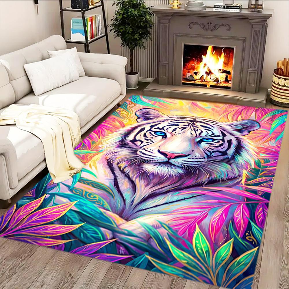 White Tiger Family for Living Room Rug, BedRoom Rug, Study Room Rug, Hallway Decoration, Perfect for Home Decoration or Holiday Gifts