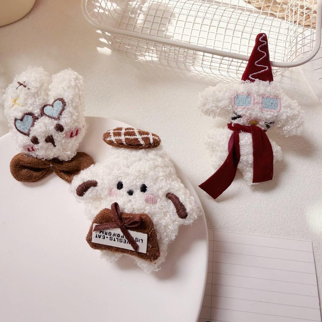 Korean Curly Puppy Rabbit Lamb Cartoon Brooch for Bags and Clothing Accessories