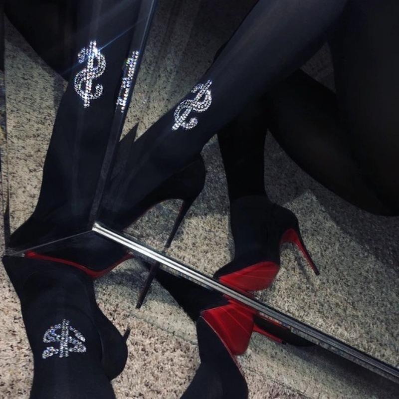 

Сексуальные женские леггинсы с надписью, стразами, узором доллара США, средней толщины, блестящие one size for all